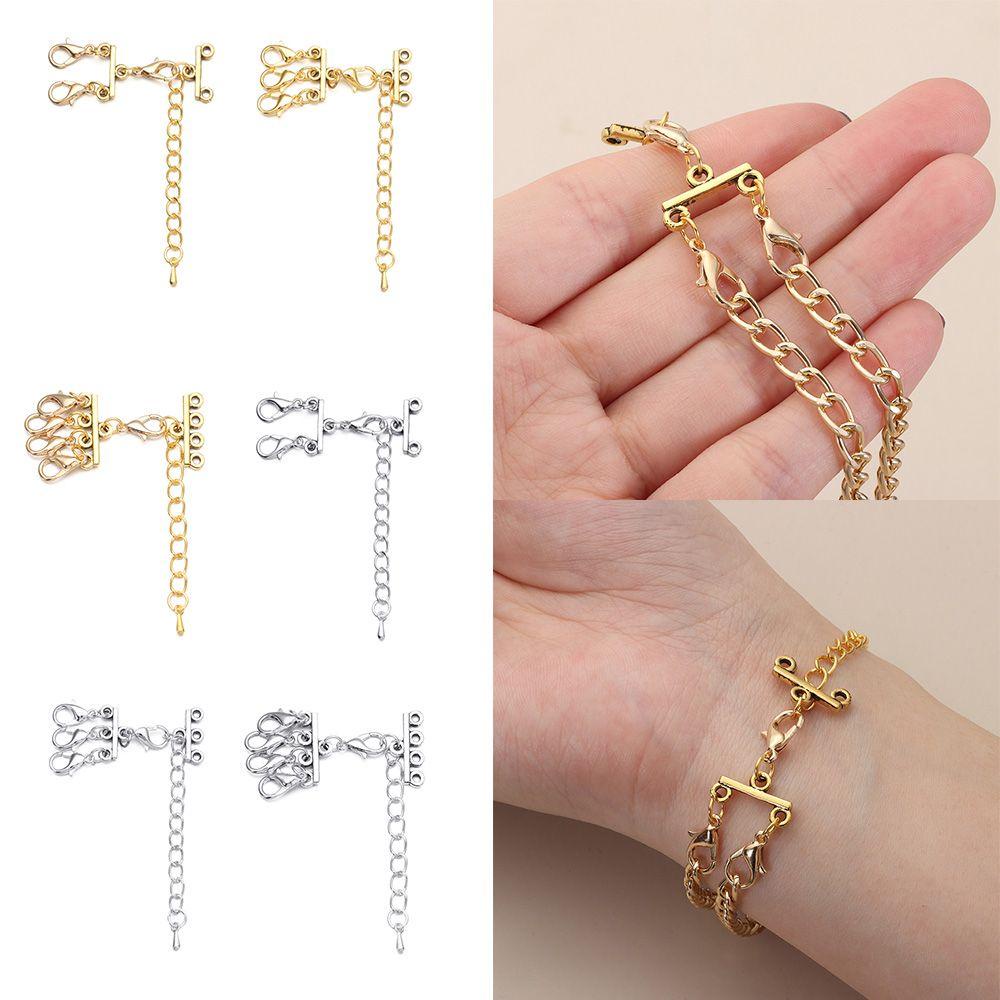 Nanas Multi Strand Clasps 3baris Warna Emas Warna Silver DIY Aksesoris Perhiasan Berlapis Kalung Gelang Konektor