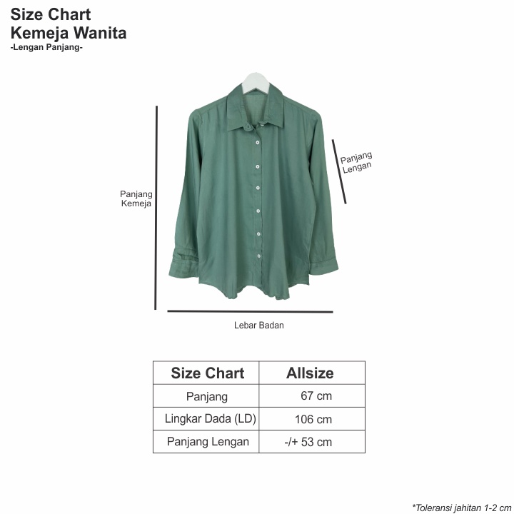 KEMEJA WANITA POLOS LENGAN PANJANG WANITA KATUN RAYON LONG SHIRT ORGANIK GREEN SAGE-1