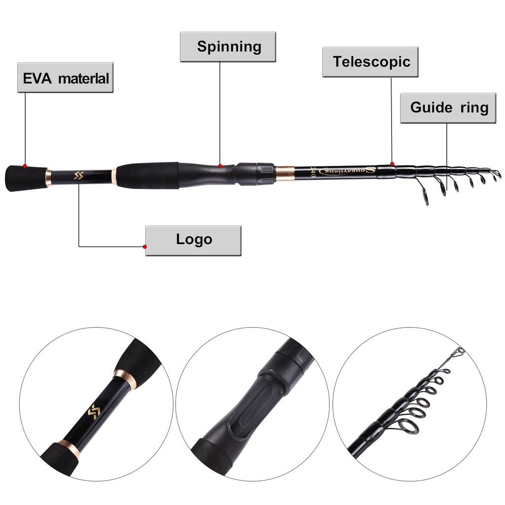 Sougayilang 1.8M-2.4M Portabel Teleskopik Joran Pancing Reel Pancing Set Spinning Fishing Rod dan Spinning Reel dan Fishing Line Lure Fishing Set