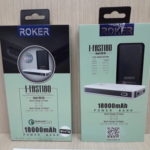 Power Bank ROKER I-Fast180 QUALCOMM 3.0A Quick Charge REAL 18000mAh