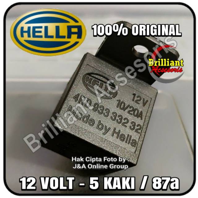 Relay HELLA Original - 12v kaki 4 / 12v kaki 5 87a / 24v kaki 4