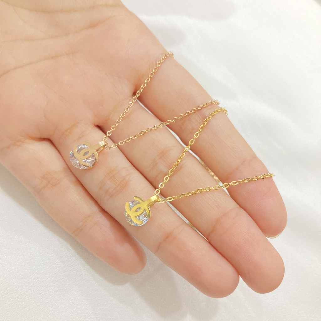Kalung Titanium Wanita Liontin Permata Anti Karat Anti Alergi Korean Style Aksesoris Fashion noin_acc