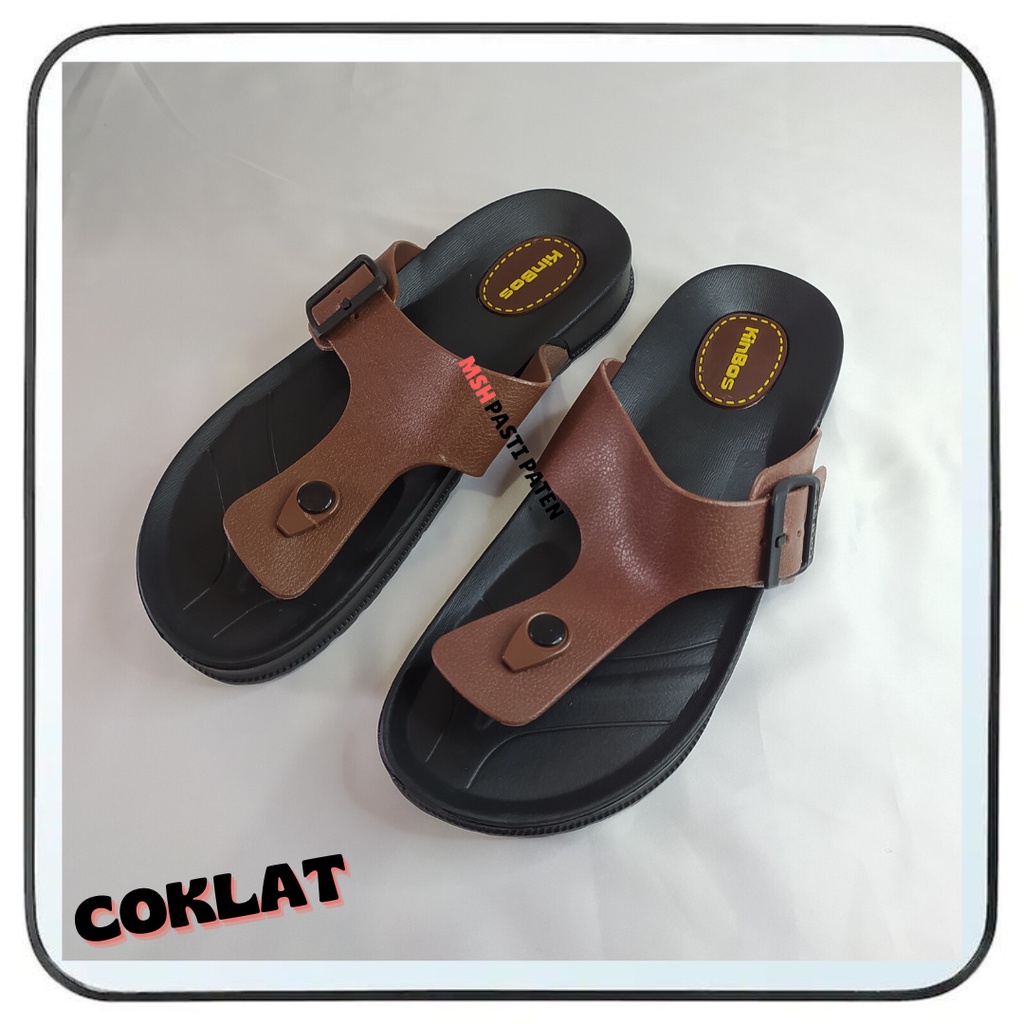 Sandal gesper Sandal jepit murah pria bahan karet merk kinbos A516 original size 40-44