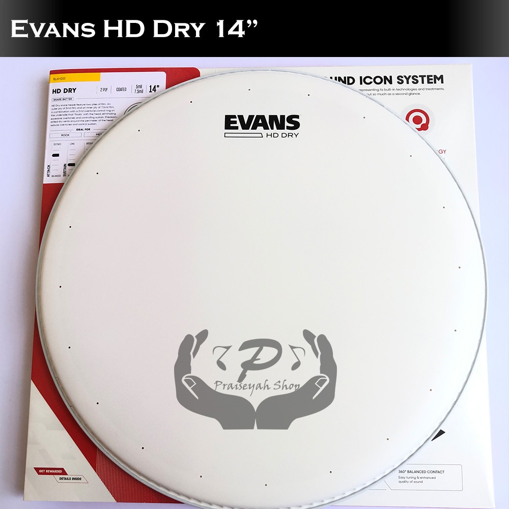 Evans HD Dry Snare 14 Inch (Batter / Head Atas) Head Drum 2 Ply