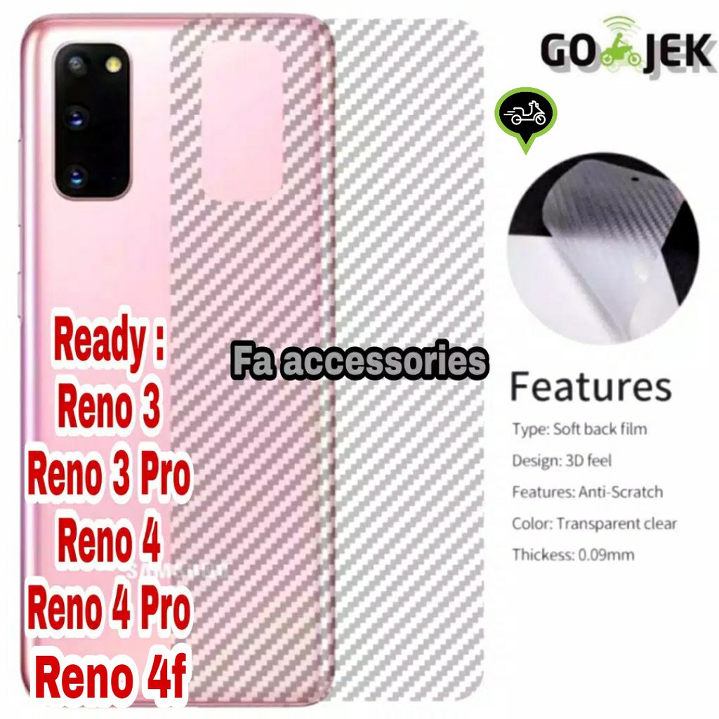 FA Skin Carbon Oppo reno 3 3PRO 4 4f 4PRO 5 5f 5pro 6 f pro 4g 5g antigores belakang sticker garskin