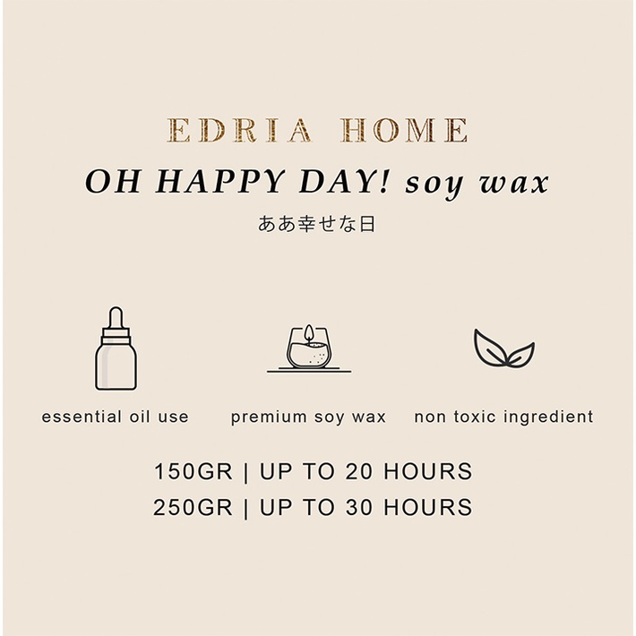 EdriaHome Premium Organic Soy Wax Scented Candle 150 ML / scented candle / Lilin Aromatherapi / Aromatherapy Scented Candle / Soy Wax / Soy Scented Candle Aromatherapy