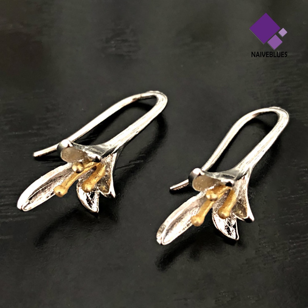 Anting Kait Juntai Bentuk Bunga Lily Gaya Vintage Untuk Hadiah Pesta Malam