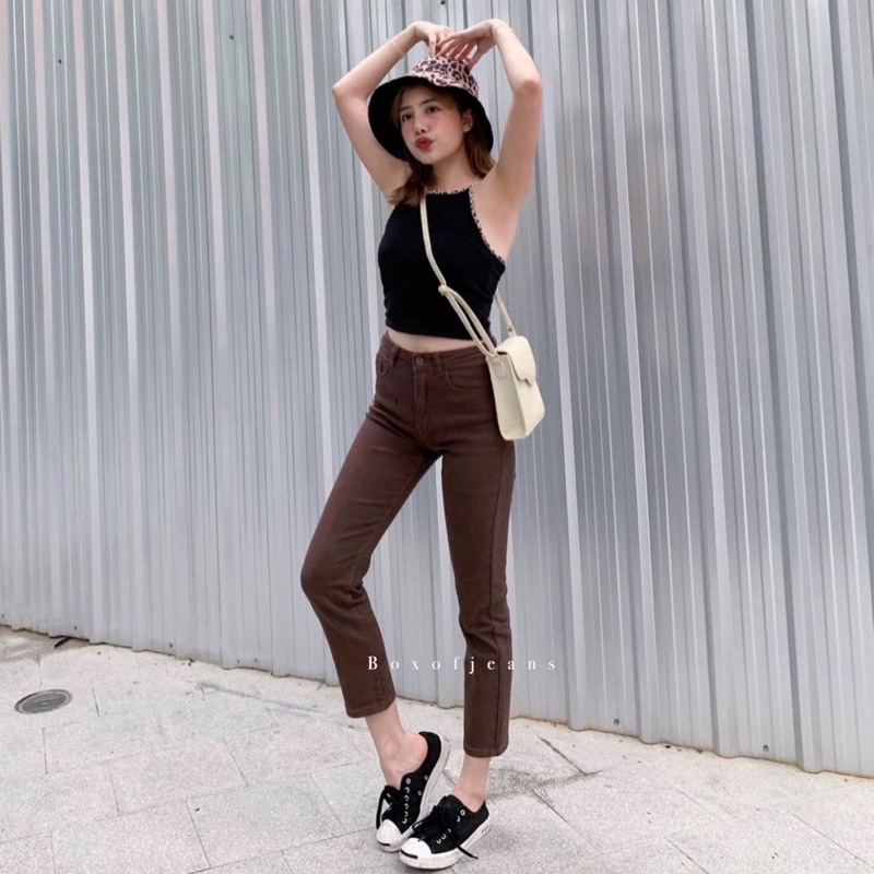 Boxofjeans - HW Stretchy Boyfriend jeans - DARK BROWN