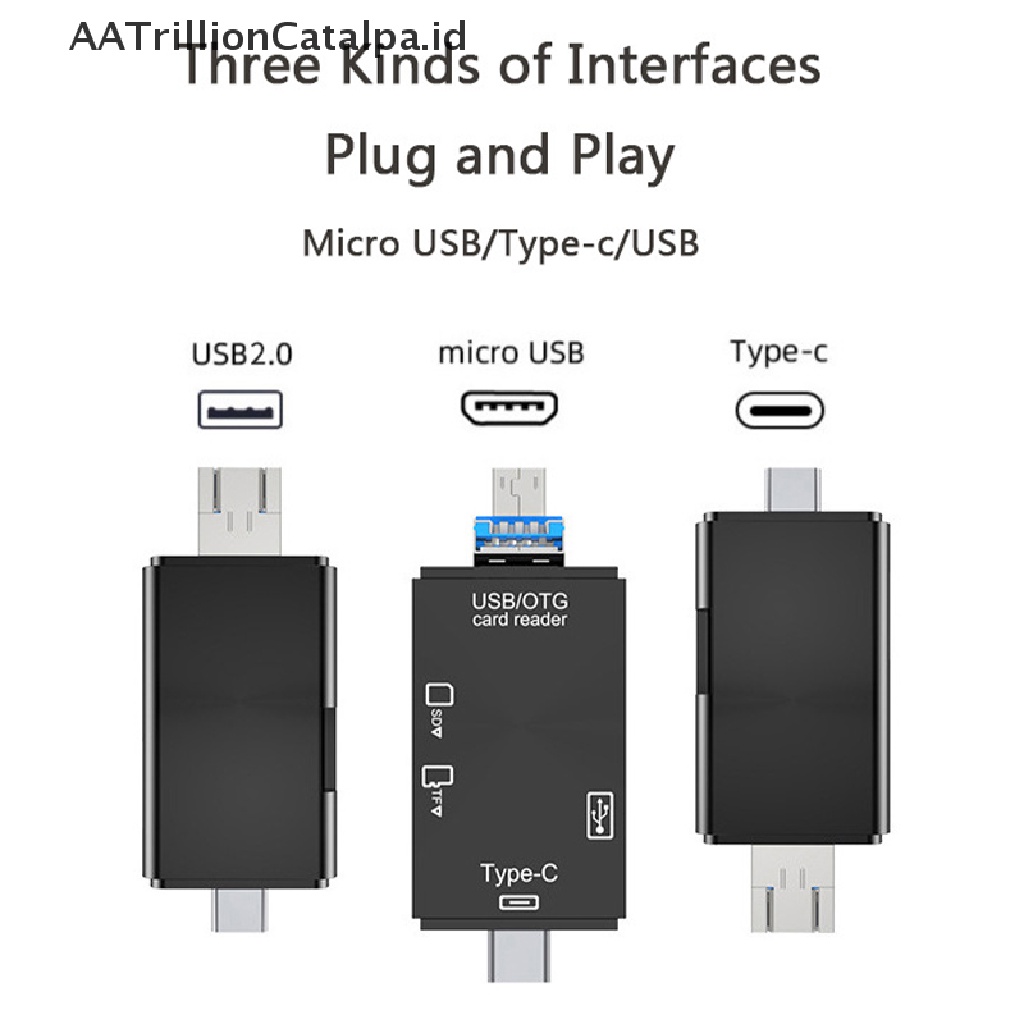 Aatrillioncatalpa Card Reader OTG USB 3.0 Tipe-C TF-SD 6in1 Tahan Lama