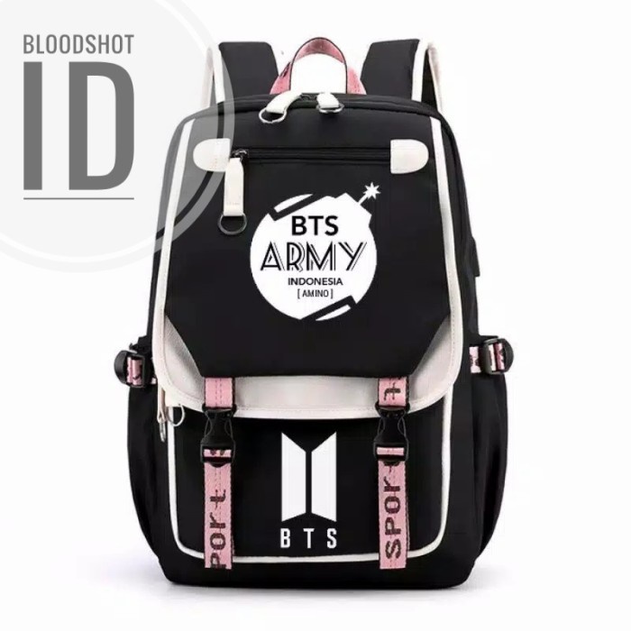 Tas Gendong BTS KOREA ARMY CEWEK COWOK REMAJA SD SMP Pink J4S2 KOREA Best Seller lucu branded berkua