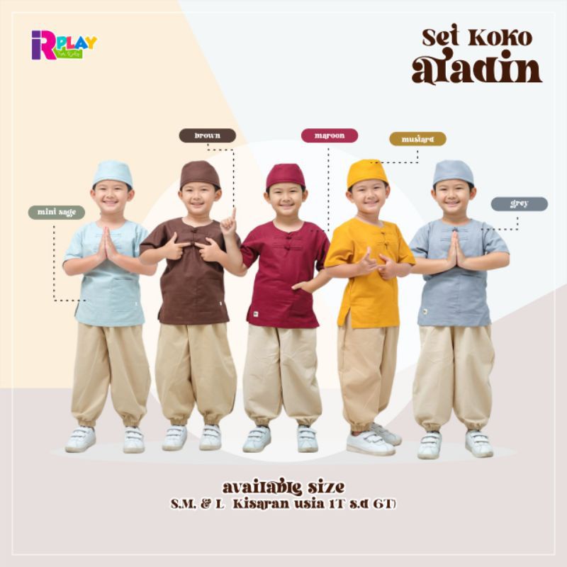 Afsheenastore Set Koko Anak Aladin Setelan Koko Free Peci