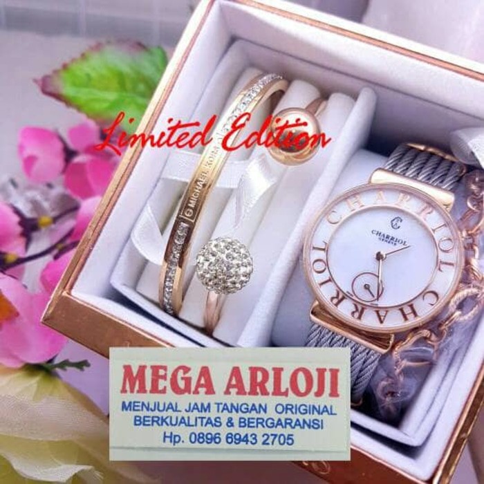 JAM TANGAN CEWEK WANITA CHARRIOR PAKET RANTAI KEPANG PAKET SUPER AAA