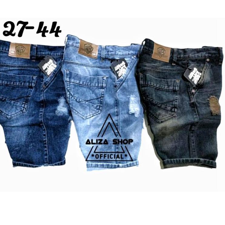 #BIGSIZE CELANA JEANS PENDEK SOBEK DISTRO SKINNY PRIA/CELANA DENIM SOBEK JUMBO PRIA/CELANA PENDEK DE