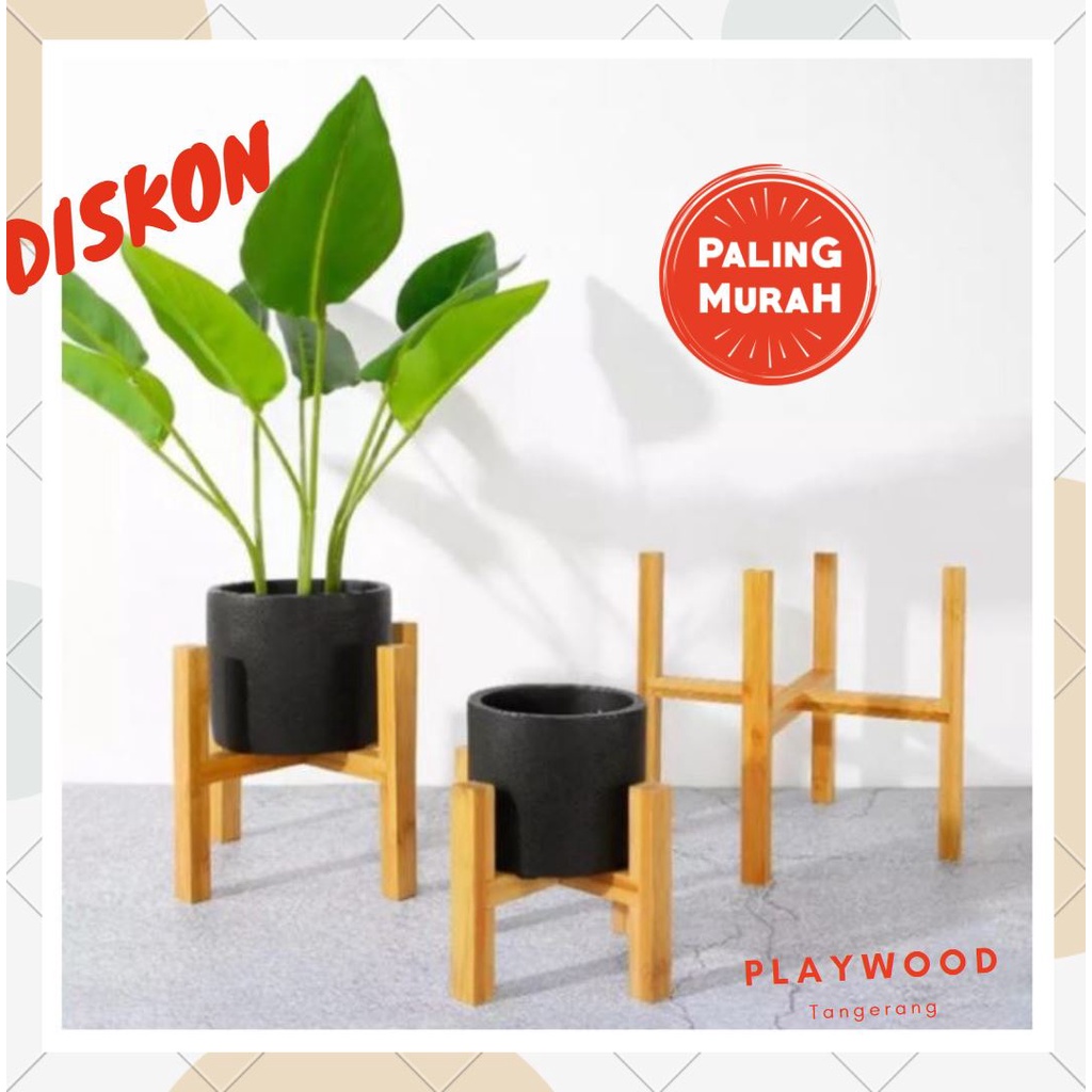 PROMO pot holder / rak kayu tempat pot tanaman  / standing planter minimalis