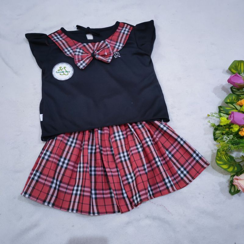 Setelan Rok Anak 2 3 4 tahun baju anak cewek perempuan lucu sailor anime japan jepang tadika mesra ( setelan tadika )