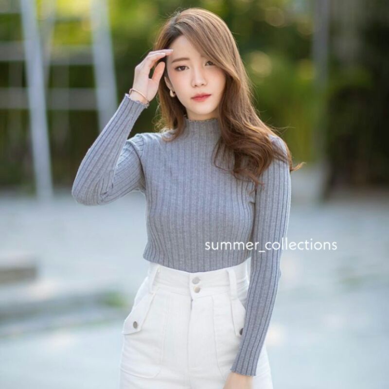 SC-60009 ANCHILEE TOP IMPORT | ATASAN RAJUT IMPORT | ATASAN LENGAN PANJANG | BAJU RAJUT | BAJU WANIT