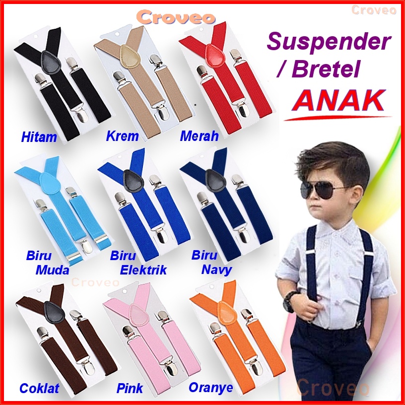 Suspender Bretel ANAK Balita PG TK Playgroup Cowok Kecil Anak2 Cewek Pesta Dasi Kupu Bayi Lucu Bowtie Tali Kodok Jojon Hitam Pria Wanita 2,5 Cm Model Y Batita Garter Anak-anak Ikat Pinggang Grosir Import Elastis Coklat Merah Biru Wisuda Murah Imut