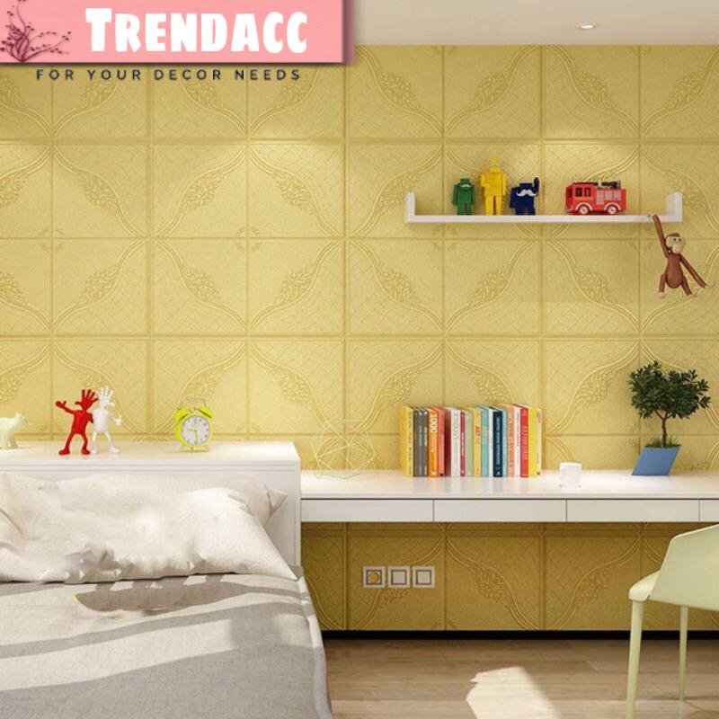 Trend-Wallfoam 3D Wallpaper dinding Kedap Suara Motif Kurva Gold Tebal 7.5mm 70x70cm