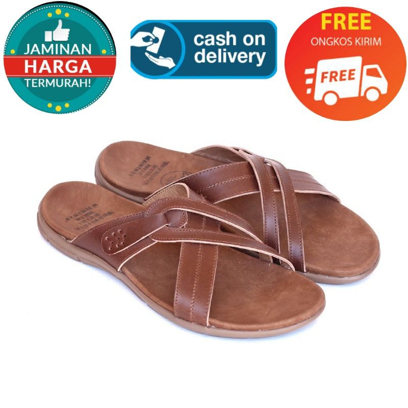 SANDAL KULIT PRIA 05 CEVANY BLACK BROWN TAN KULIT SAPI ASLI ORIGINAL