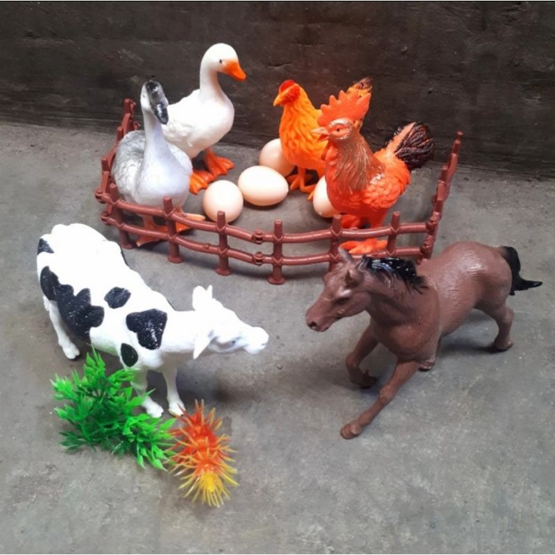 MAINAN MINIATUR HEWAN KARET HEWAN TERNAK LUCU
