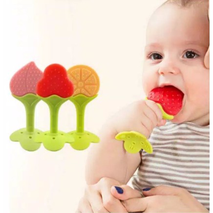 Teether Buah Teether bayi berbentuk buah Mainan gigitan bayi Mainan Gigi Silikon Baby Fruit Teether