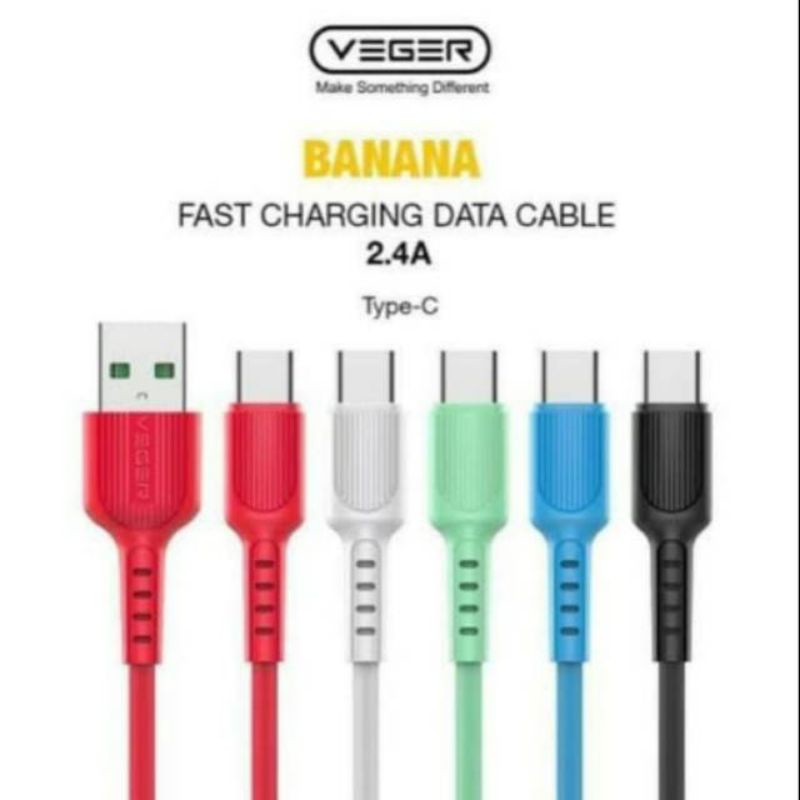 kabel USB TYPE C VEGER BANANA FAST CHARGING data cable 1meter