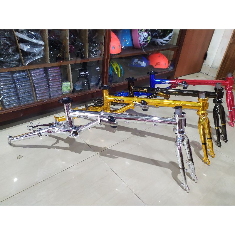 FRAME Sepeda Lipat SMITH 16+ Atau 16 murni SMITH (SLK/LITEPRO) foto real pict/asli sudah plus freehu