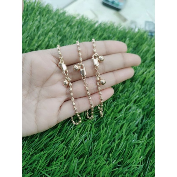 GELANG PERAK ASLI SILVER 925 LAPIS EMAS/GELANG TANGAN RANTAI KAPSUL UKIR+2BEL/ASLI SILVER/FASHION WANITA