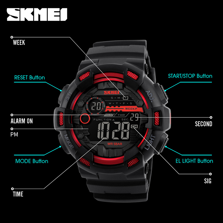 SKMEI Jam Tangan Digital Pria - DG1243 - Black