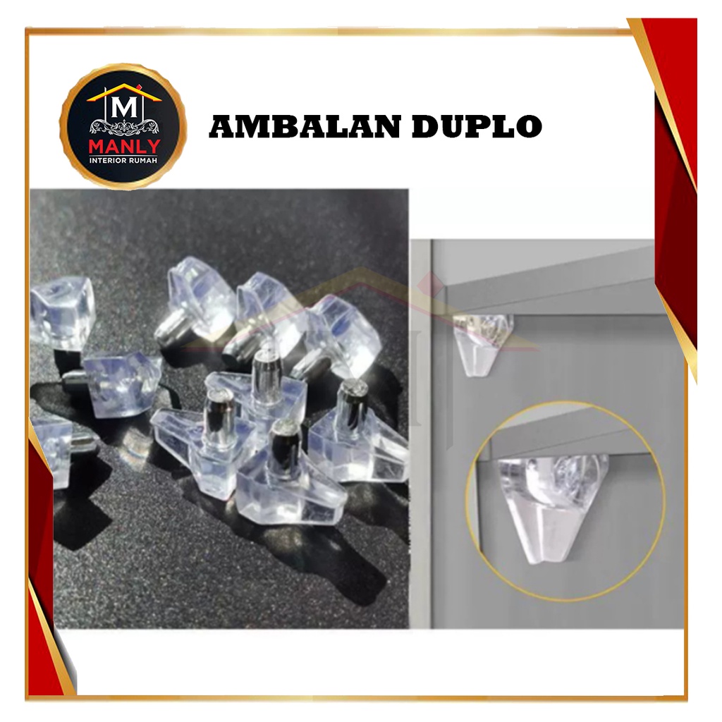 Ambalan Kayu Duplo Plastik Bening isi 1 pcs, Tatakan Penyangga Kayu