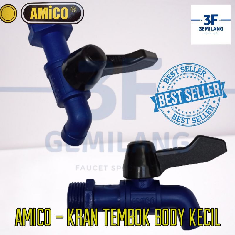 AMK-VN-1/2-Kran Keran Air PVC BOLA KUNINGAN atau ABS Uk. 1/2 BODY KECIL AMICO VINO ORIGINAL HIGH QUALITY