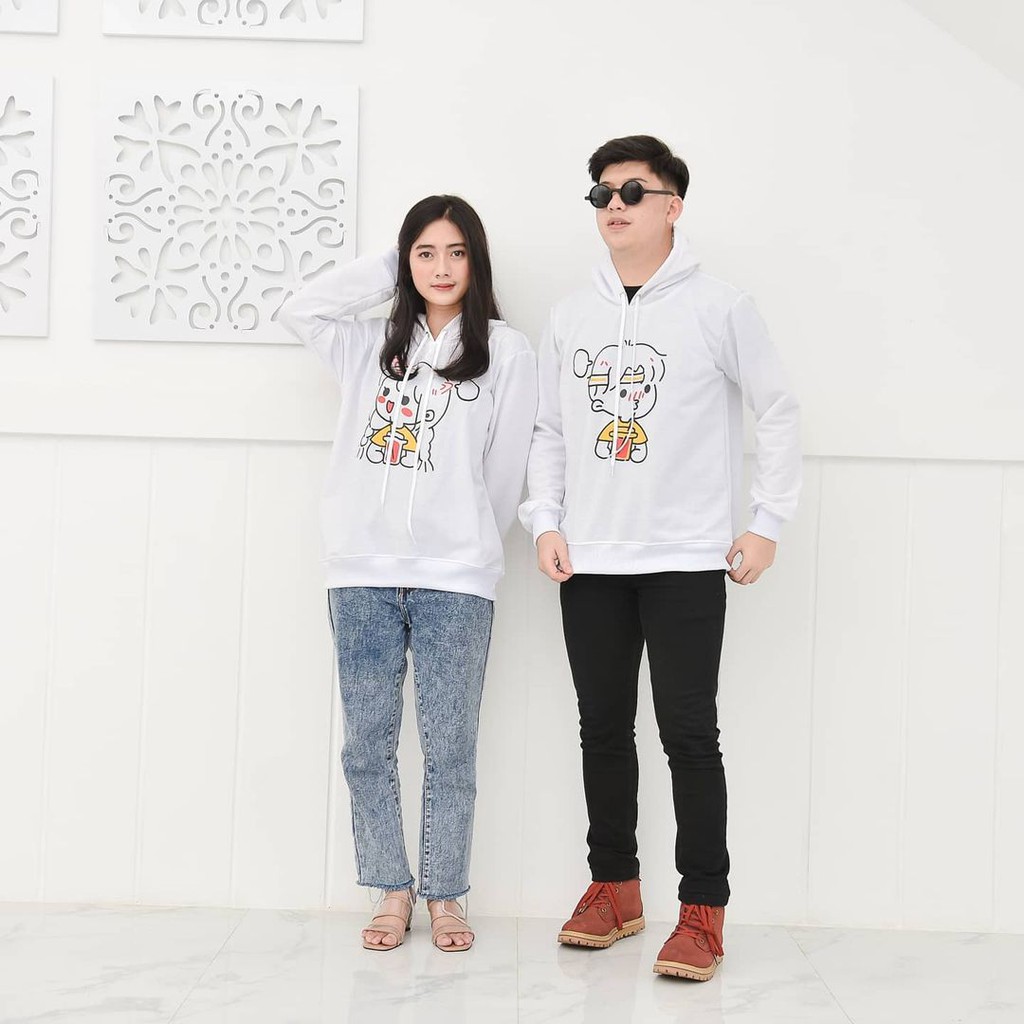 Hoodie CARTOON Putih / Hoodie CARTOON COUPLE & SINGLE