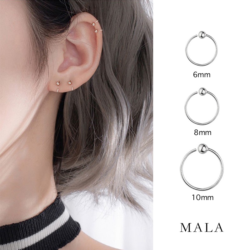 Korea Simple 925 Silver Earrings Fashion Round Beads Small Earrings Women