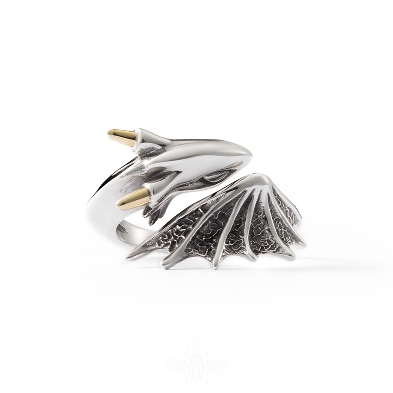 Cincin Model Terbuka Dapat Disesuaikan Desain Naga Gaya hip hop Untuk Pria Dan Wanita