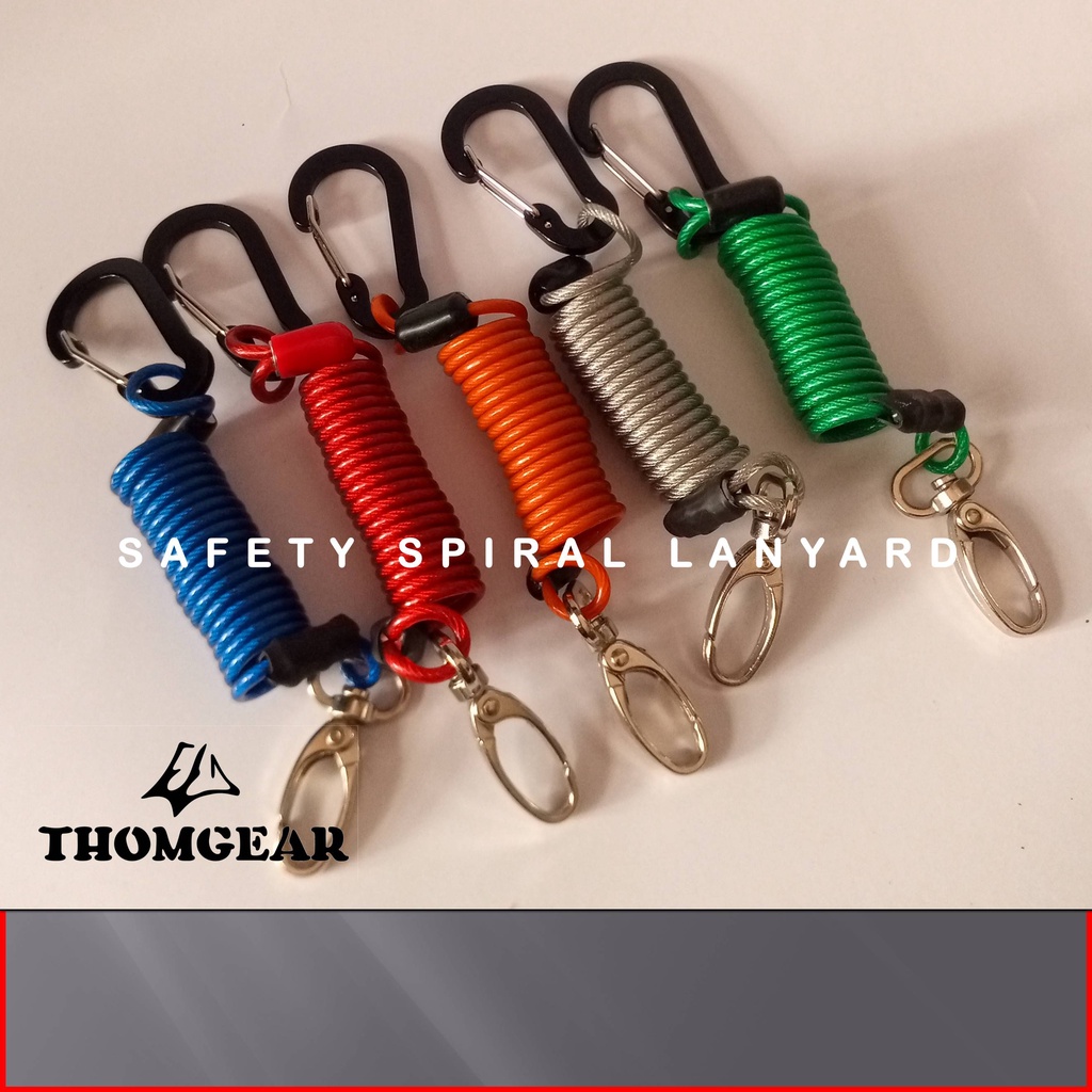 Tali Pengaman Carabiner Gantungan Kunci Spiral Lanyard Besar dan Kecil Custom Untuk Kunci Ratchet Pistol Kontak Motor Mobil Elastis Bahan Kawat Sling Lanyard 01