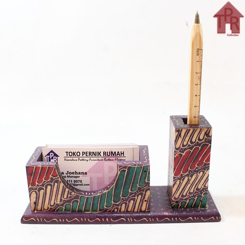 Kayu Batik - Tempat Pensil dan Kartu Nama