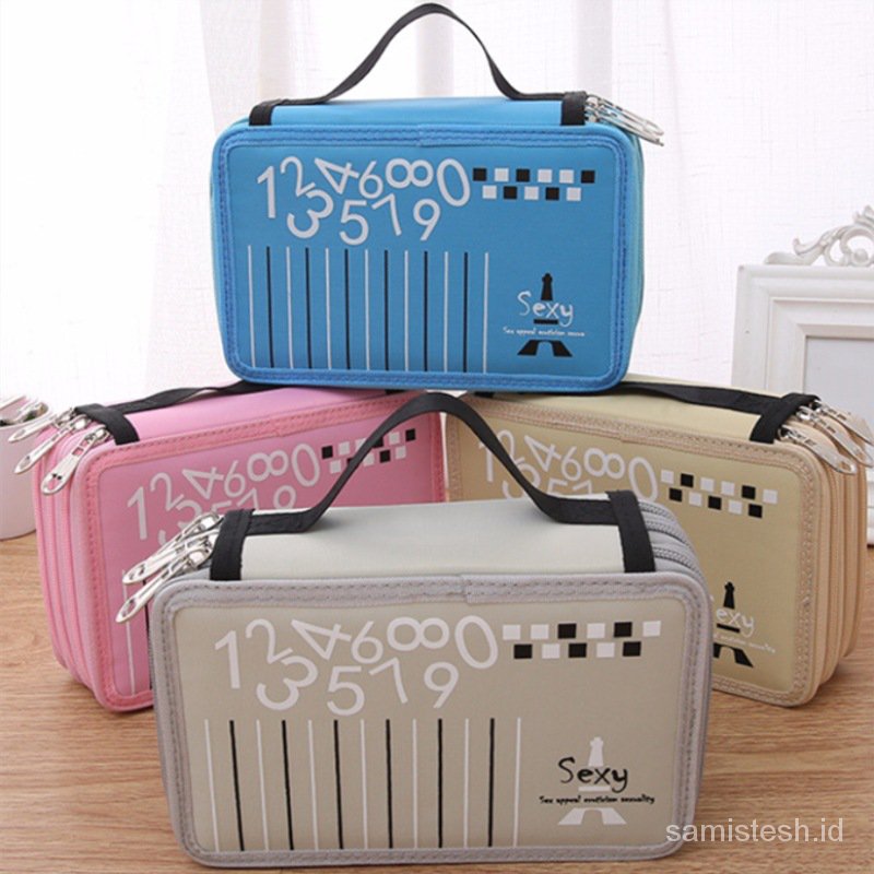 

The New Three-Tier Pencil Case52Hole Large Capacity Pencil Stationery Box Oxford Cloth Portable Penc