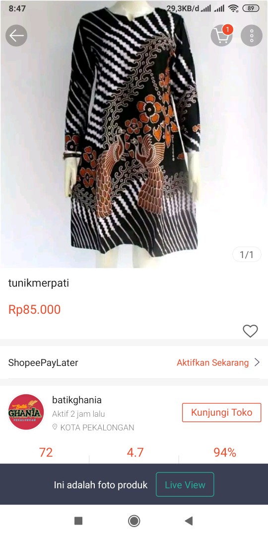 Tunik Batik Merpati