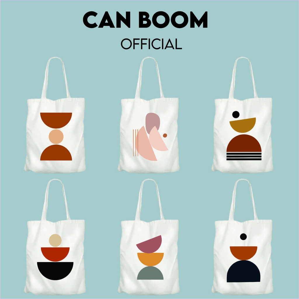 Totebag Kanvas Resleting Geometric By Can Boom Official