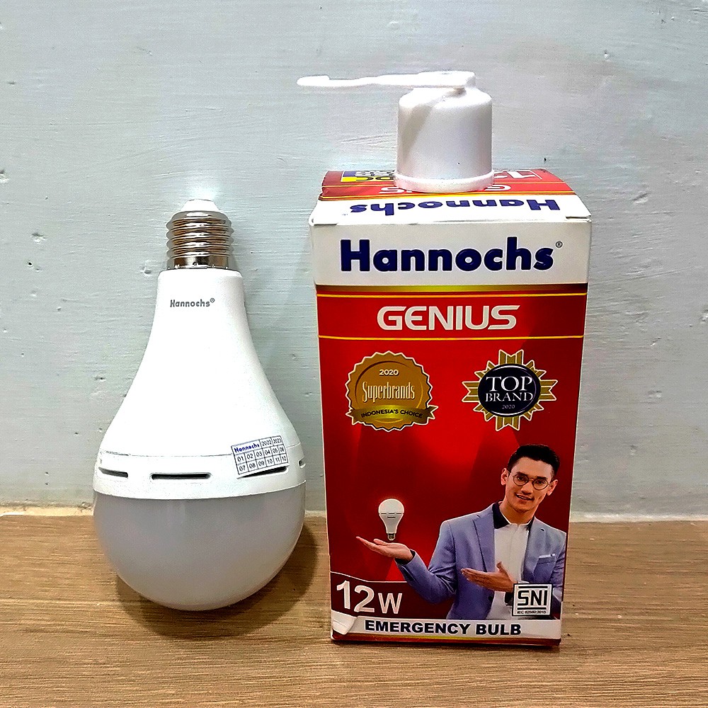 HANNOCHS LAMPU LED GENIUS EMERGENCY AC DC 6W 8W 10W 12W 15W PUTIH