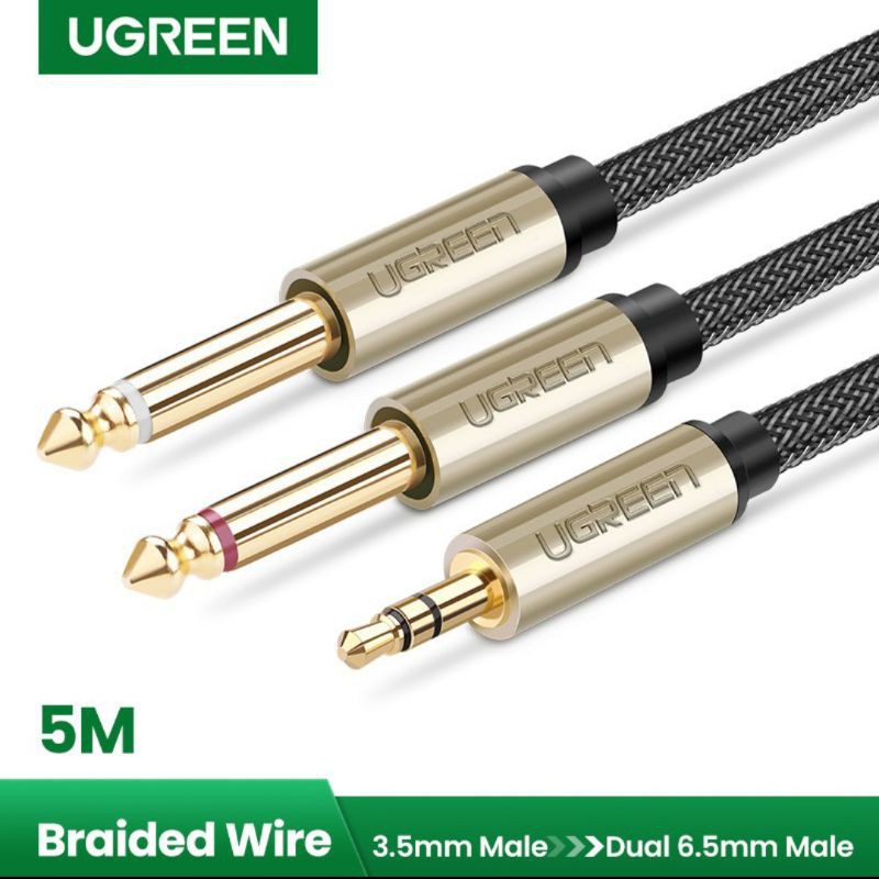 Ugreen Aux Jack 3.5mm to 6.5mm Dual Male - Ugreen Jack 3.5mm to 6.35mm