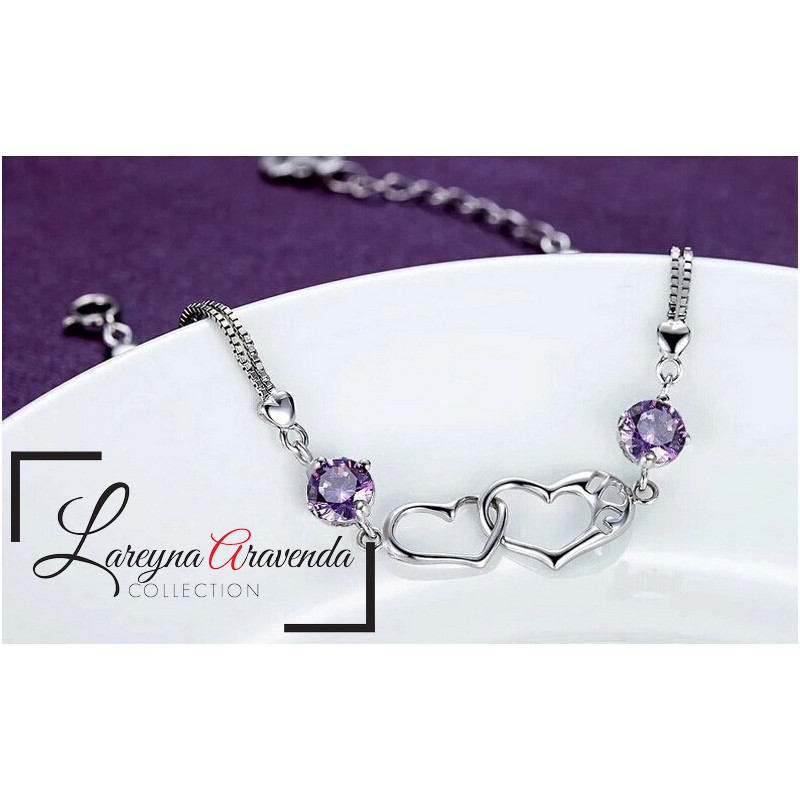 Gelang Tangan Titanium Wanita Model Double Heart GL003