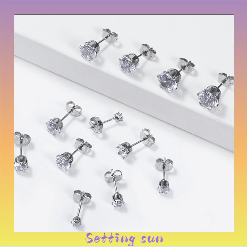 1PC Anting Tusuk Anti Karat Anti Alergi Zirkon Mini Stainless Steel Kualitas Tinggi Aksesoris Wanita TN