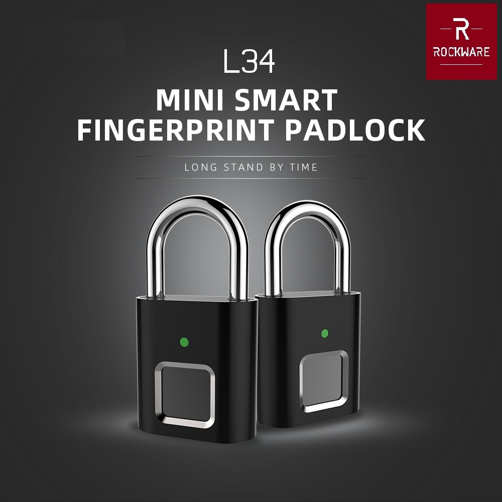 ROCKWARE RW-L34 Mini Fingerprint Lock - Gembok Kecil Sensor Sidik Jari