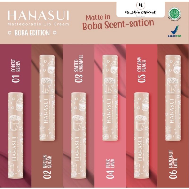 HANASUI - HANASUI LIPCREAM BOBA EDITION ORIGINAL 100% BPOM, Lipstik Hanasui
