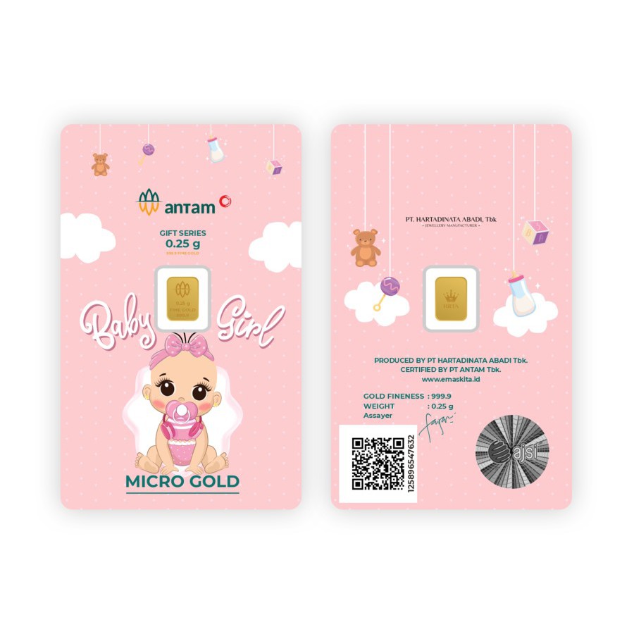 Logam Mulia Microgold ANTAM x Hartadinata Abadi 0.25 gram 0,25 LM emaskita Mini Gold Emas 24K-Baby Girl Dot