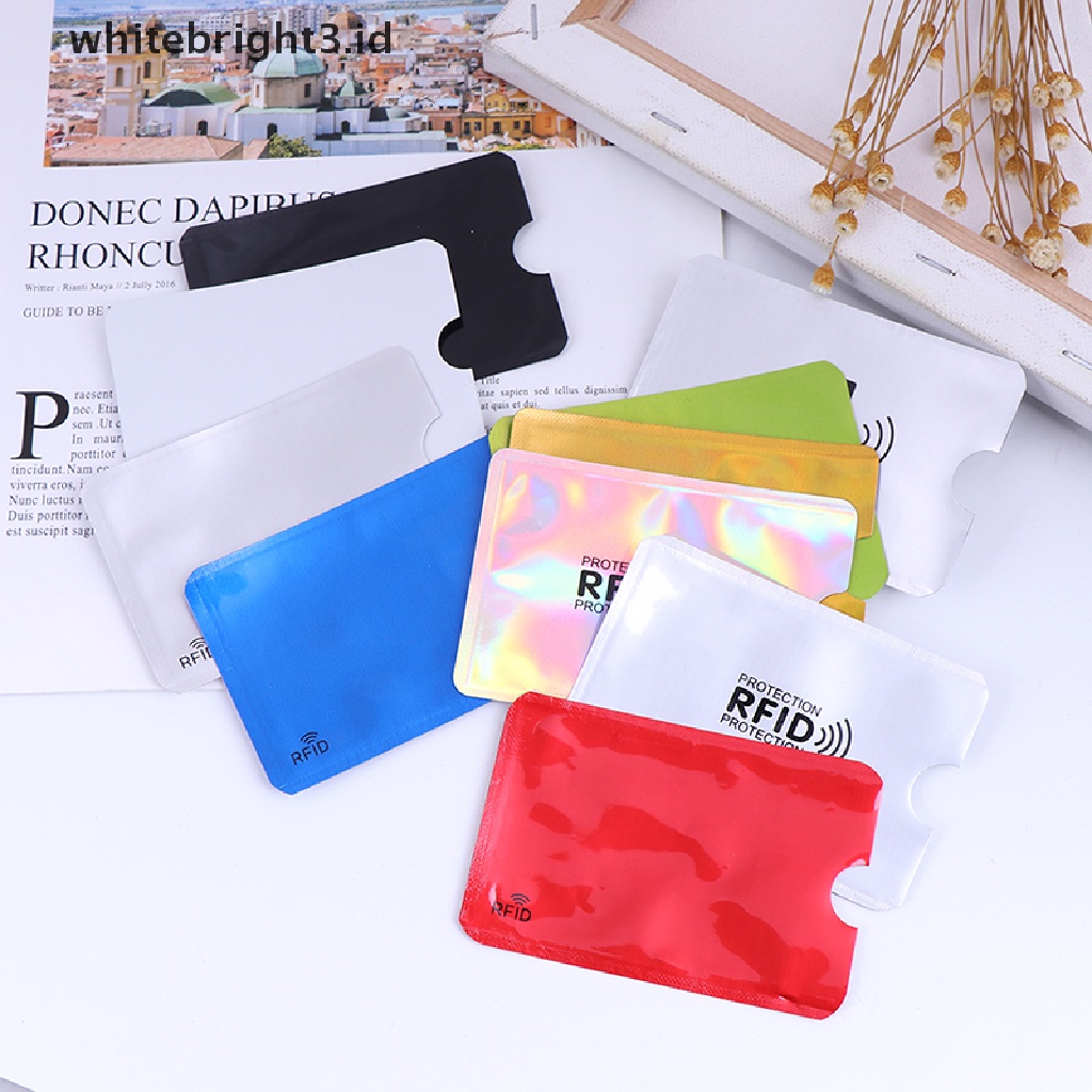 (whitebright3.ID) 10pcs Sleeve Pelindung Kartu Kredit / ID RFID Blocking Bahan Foil