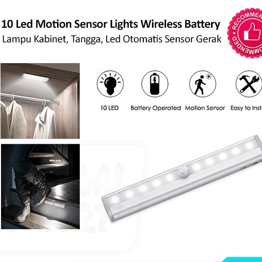 [ORI] LAMPU LED STRIP SENSOR OTOMATIS | Lampu Pintar 10 LED IR Infrared Motion Sensor Gerak Otomatis