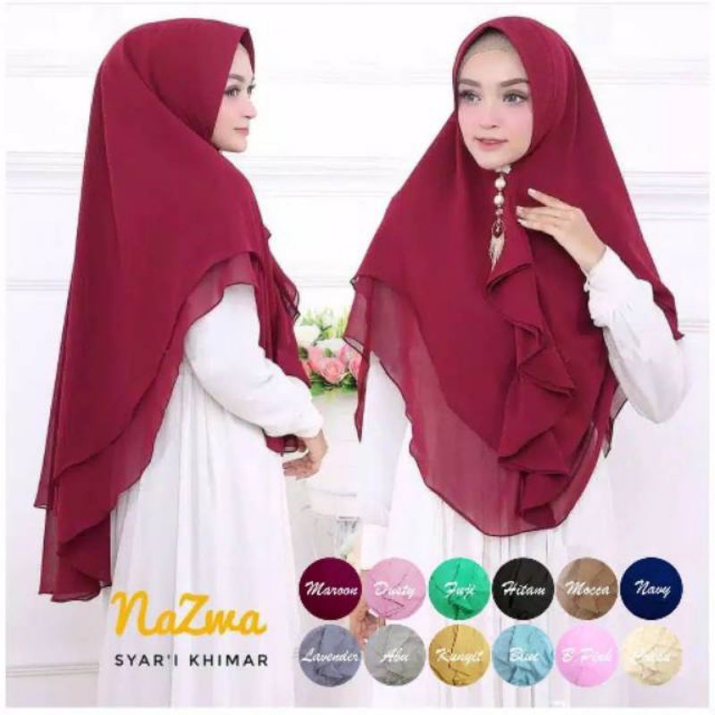 Khimar ceruty 2 layer rempel depan