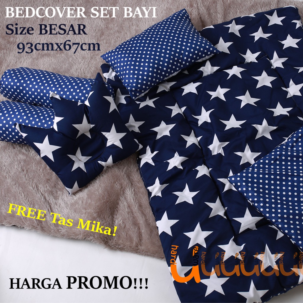 Bed Cover Bayi Bedding Set Baby Bedcover Double 2 Bantal Peyang Guling Ukuran Besar FREE TAS MIKA